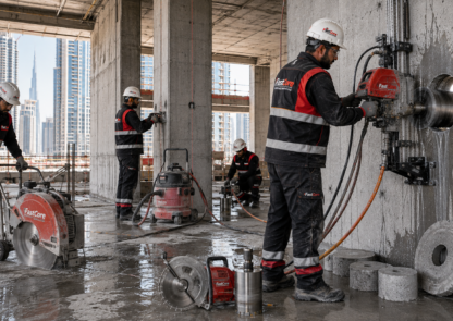 Professional concrete cutting and diamond core drilling services in Dubai by FastCore UAE